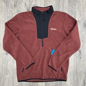 Columbia 1/2 Zip Fleece Jacket Size Small Mens Maroon Sequoia Grove $60